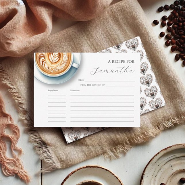 Printable Recipe Cards Coffee Theme Bridal Shower (Recipe card love is brewing coffee theme by Do Tell A Belle)