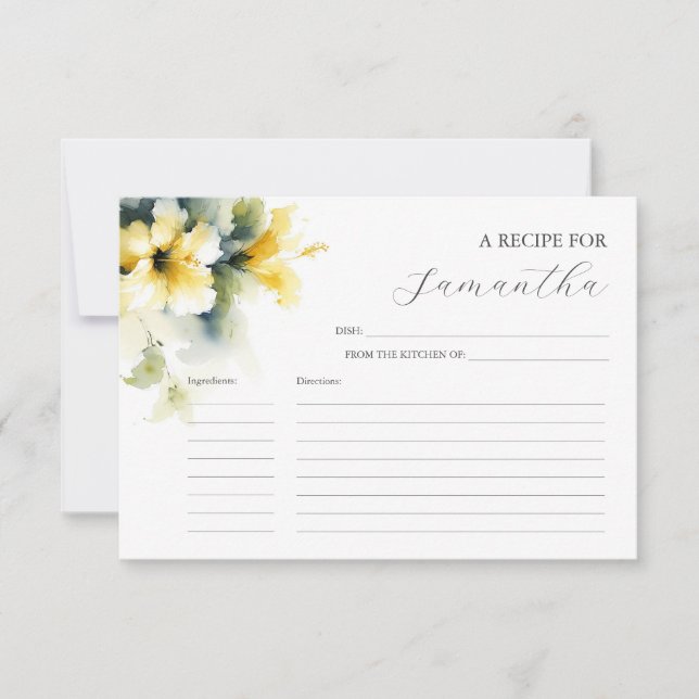 Printable Recipe Cards Watercolor Flowers (Front)