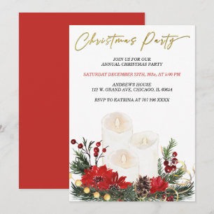 Printable Red and Gold Christmas Party Invitation