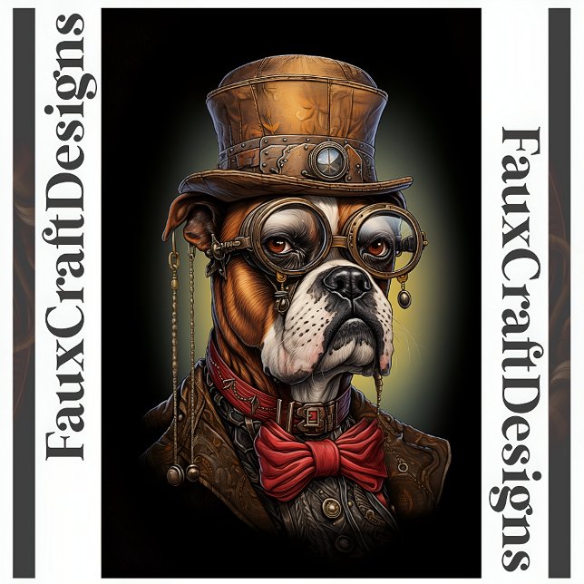Printable Regal Steampunk Boxer Dog Right 117 Poster (Creator Uploaded)