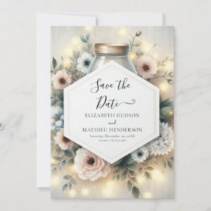 Printable Romance Mason Jar Wedding  Save The Date