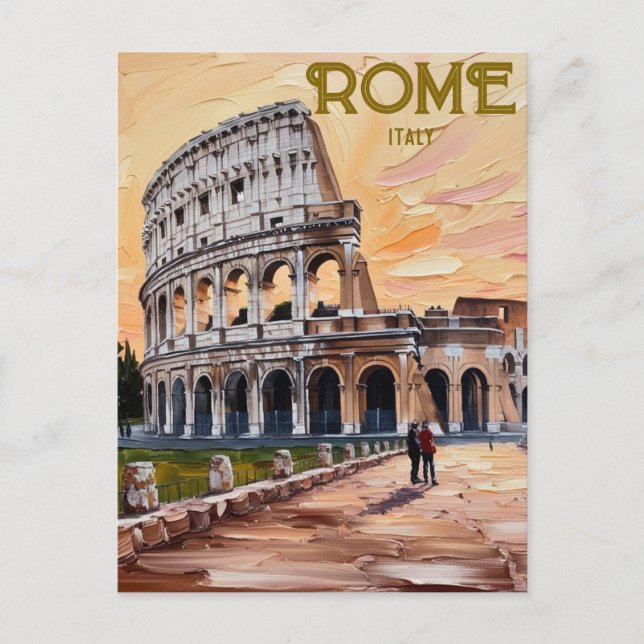 Printable Rome Italy Colosseum Travel Art Vintage Postcard (Front)