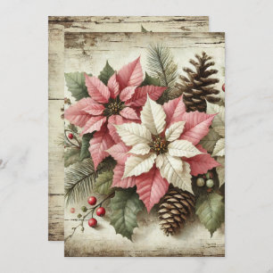Printable Rustic Watercolor Winter Poinsettia Invitation