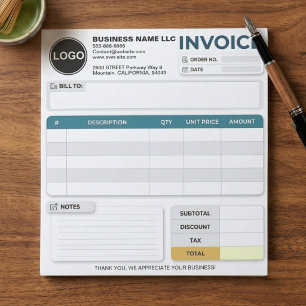 Printable Sales Invoice Order for Business Logo Notepad