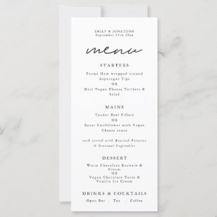 Printable Simple Any Colour Script Wedding Menu