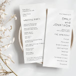 Printable Simple Text Black White Wedding Program<br><div class="desc">Printable Simple Text Black White Wedding Program. Aaialable digitally and printed. A simple, stylish typographical design in black and white for your wedding programs which is fully customisable. The text, which you can easily personalise, is aligned to the right on the front, and to the left on the back. You...</div>