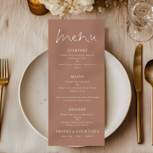 Printable Soft Brown White Text Wedding Menu (Creator Uploaded)