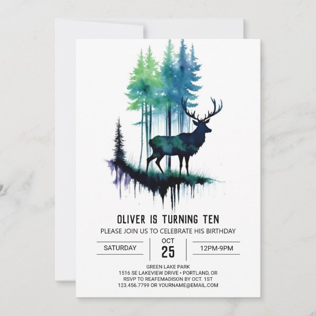  Printable Stag Birthday Invitation (Front)
