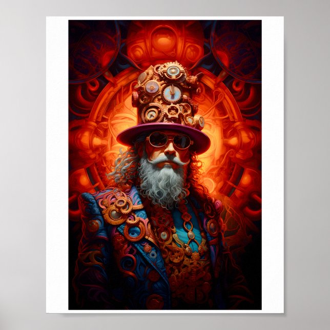 Printable Steampunk Hippy Male Faux Ink 034 Poster (Front)