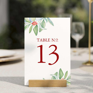 Printable Table Number Christmas Greenery