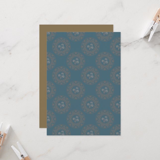 Printable Tapestry Rococo Classic Polk Dot Mandala Invitation (Front/Back In Situ)
