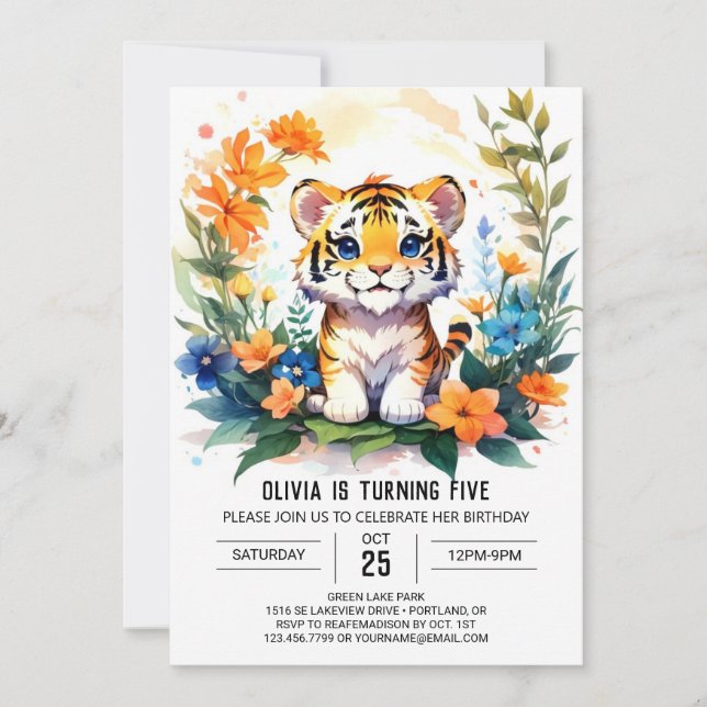 Printable Tiger Boy Birthday Invitation (Front)