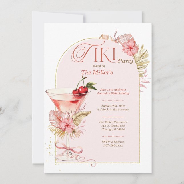 Printable Tiki Party Template Invitation (Front)