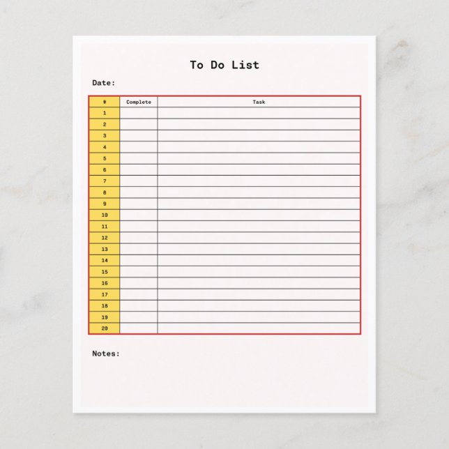 Printable To Do List Retro Style (Front)
