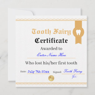 Printable Tooth Fairy Certificate Template 