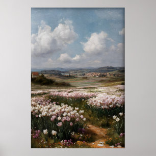 Printable Tulips Wall Art, Antique Spring Flower Poster