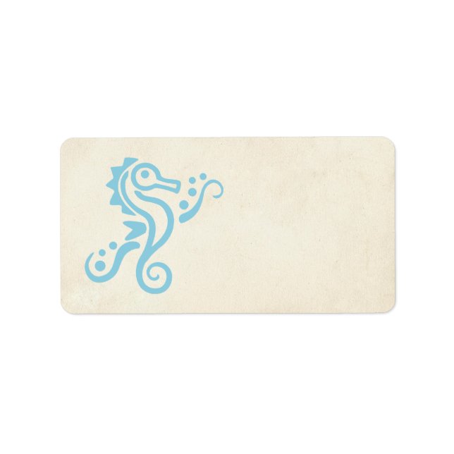 Printable Turquoise Aqua Seahorse Address Labels (Front)