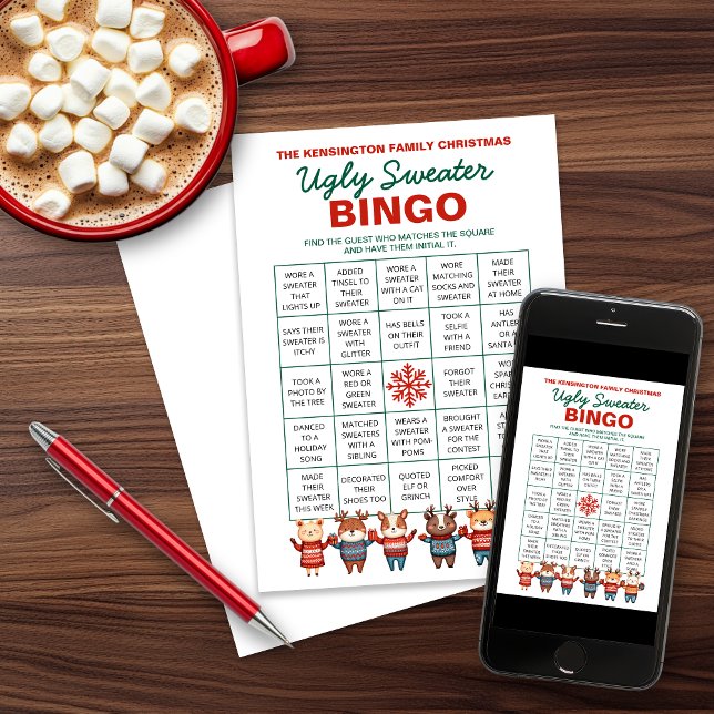 Printable Ugly Sweater Bingo Game Holiday Card (Creator Uploaded)