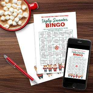 Printable Ugly Sweater Bingo Game Holiday Card