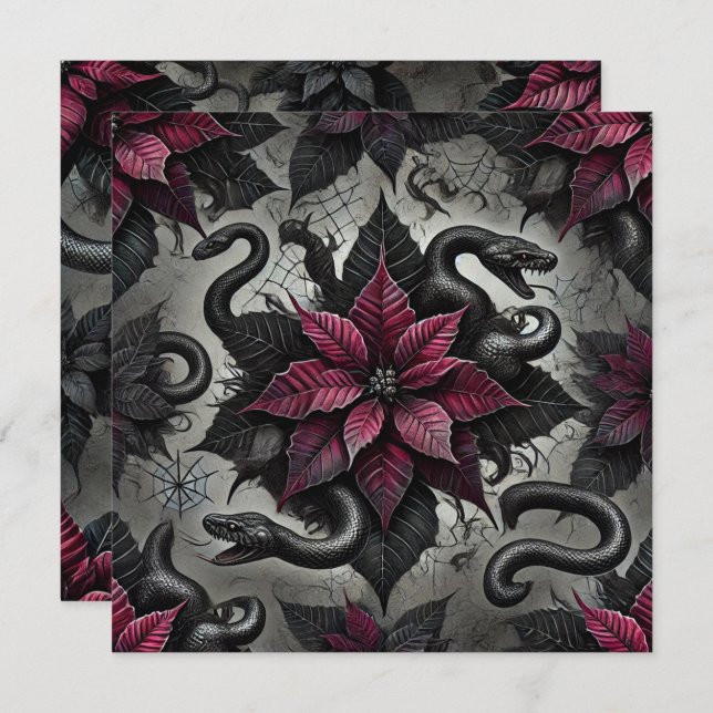 Printable Venomous Poinsettia Blooms Scrapbook Invitation (Front/Back)