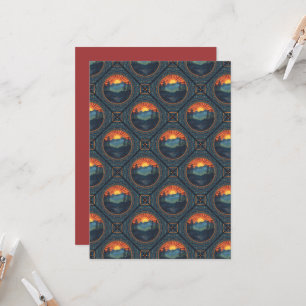 Printable Vintage Wilderness Sunset Mandala Tiled Invitation
