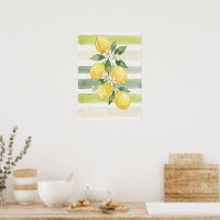 Printable Wall Art Lemon Watercolor Botanical