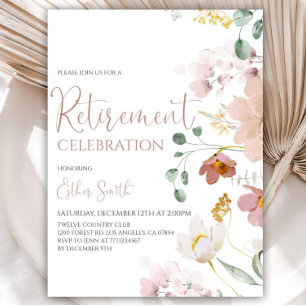 Printable Watercolor Flowers Retirement Invitation