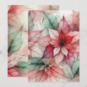 Printable Watercolor Style Alcohol Ink Poinsettia Invitation