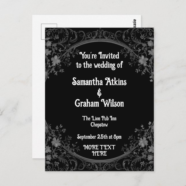 Printable wedding invitation template postcard (Front/Back)