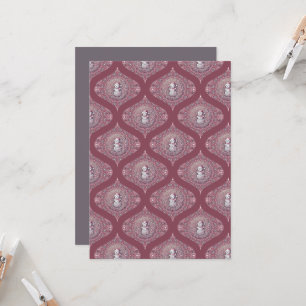 Printable Whimsical Pink Snowman Mandala Ogee  Invitation