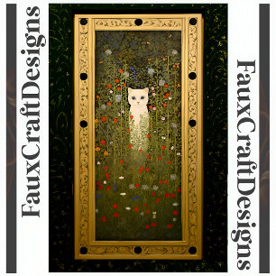 Printable White Cat Flowers Gold Klimt Style R 130 Tissue Paper