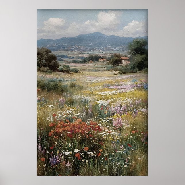 Printable Wildflowers Wall Art, Antique Spring Poster (Front)