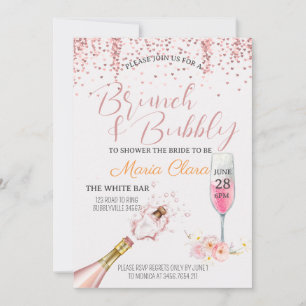 Printadorable - Brunch & Bubbly Pink Champange Invitation