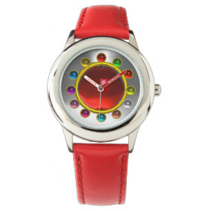 PRINTED 3D RED RUBY AND COLORFUL GEMSTONES WATCH