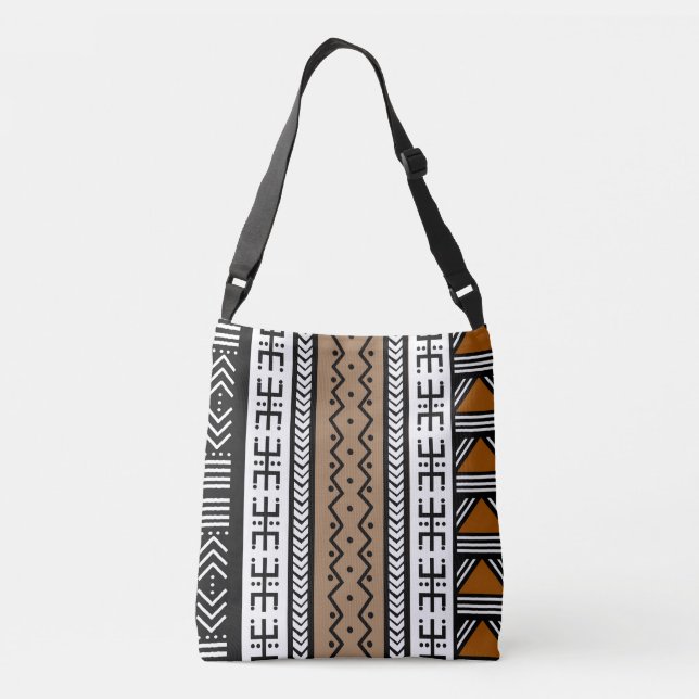 Printed African Cultural Mud Cloth Design Tote Bag (Back)