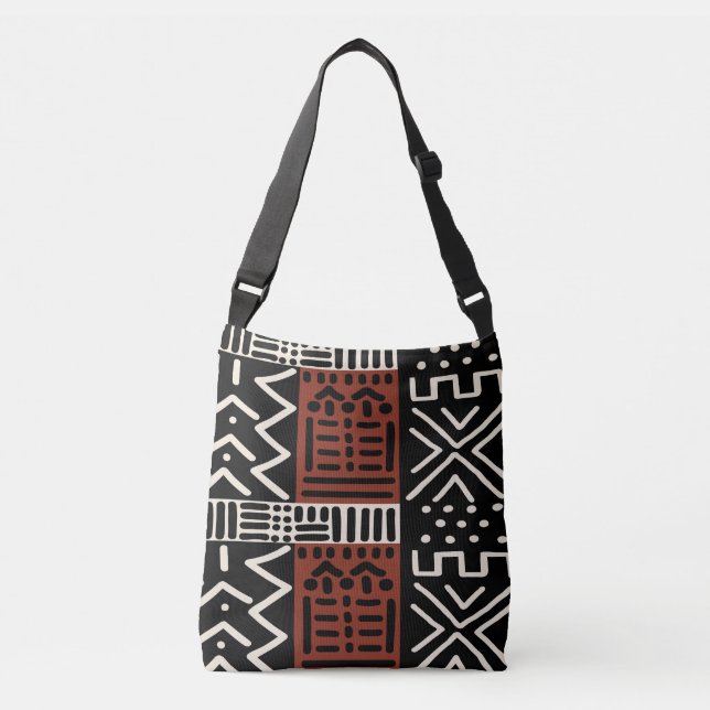 Printed African Mud Cloth Design Tote Bag (Front)