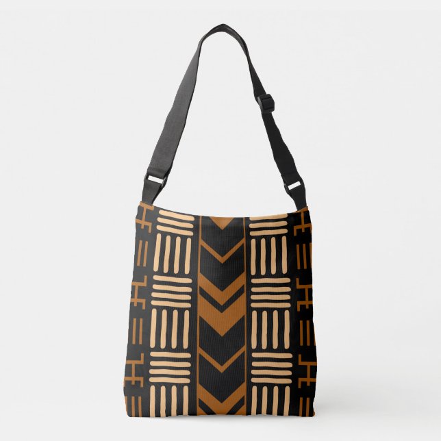 Printed African Mud Cloth Design Tote Bag (Front)
