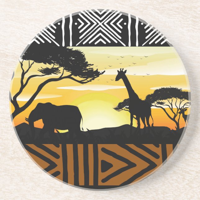 Printed African Safari Scene Coaster (Front)