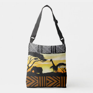 Printed African Safari Scene Designer Tote Bag