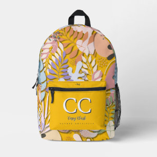 Printed Backpack : Abstract Leaves (orange)