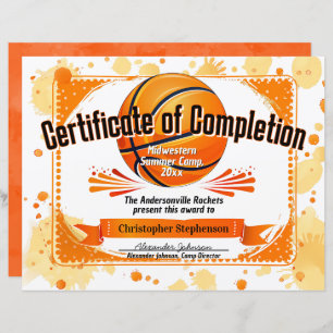 Printed Basketball Summer Camp League Team Award