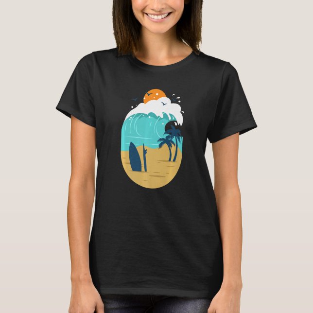 Printed Beach Illustration For Summer Vacay Or Vac T-Shirt (Front)