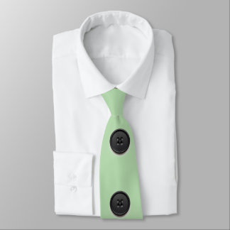 Printed black button design-pale green tie