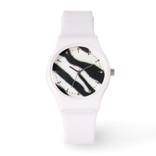 PRINTED BLACK WHITE ZEBRA SKIN WATCH (Front)
