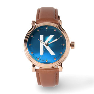 PRINTED BLUE TOPAZ GEMSTONE MONOGRAM WATCH