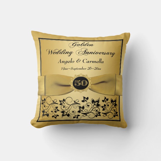 PRINTED BOW 50th Anniversary Double PHOTO Pillow (Front)