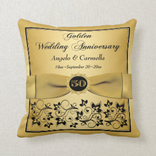 PRINTED BOW 50th Anniversary Double PHOTO Pillow
