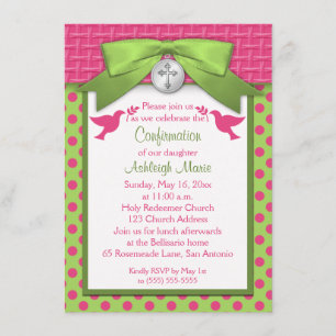 PRINTED BOW First Holy Confirmation Invitation