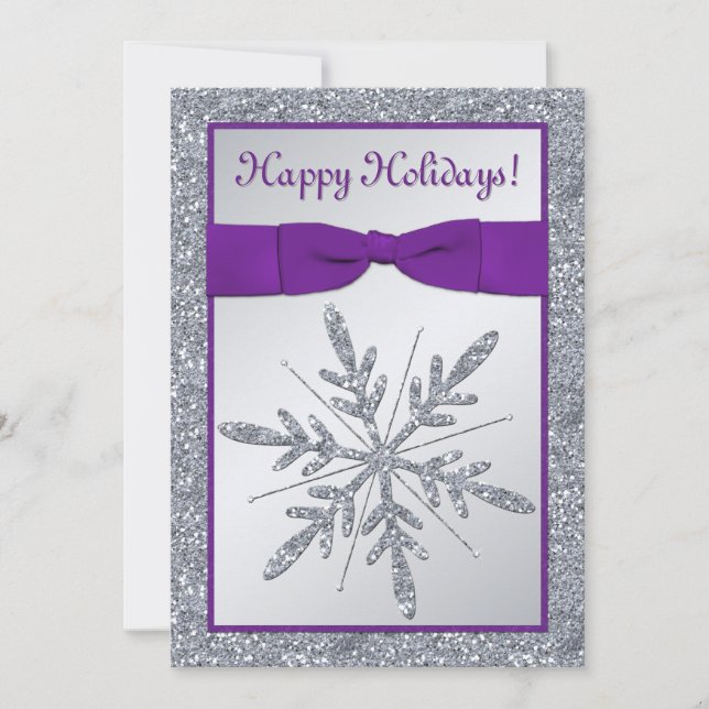 PRINTED BOW Snowflake Holiday Party Invite (Front)