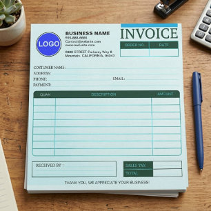 Printed Business Sales Order Invoice Forms Logo Notepad